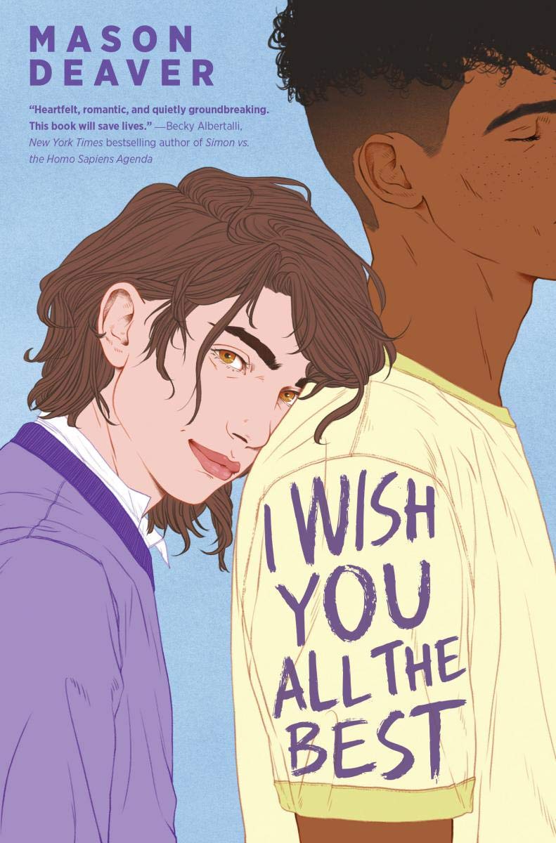 Front cover of "I Wish You All the Best," picturing a drawing of Ben leaning their head on Nathan's back. 