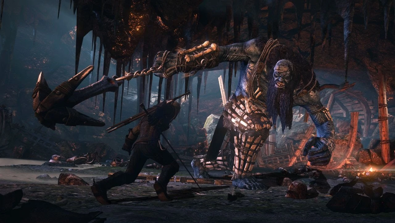Geralt fights a giant