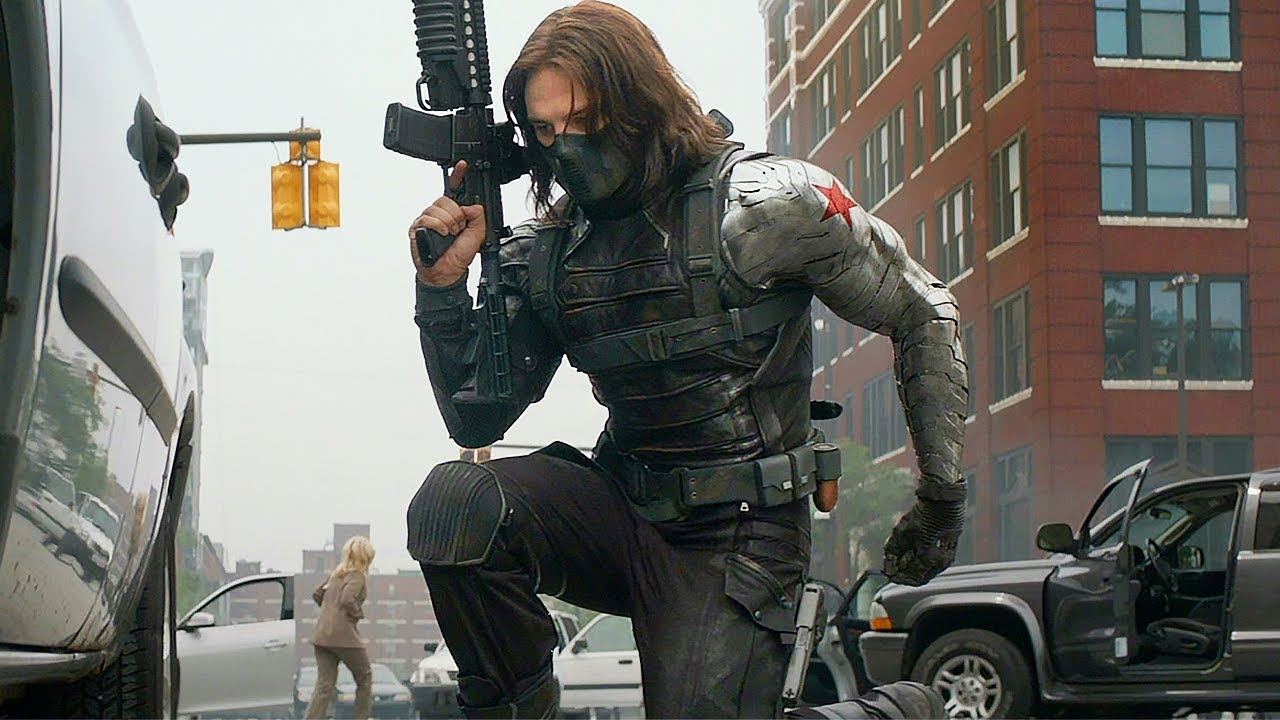 The Winter Soldier on mission in Captain America: The Winter Soldier (2014).