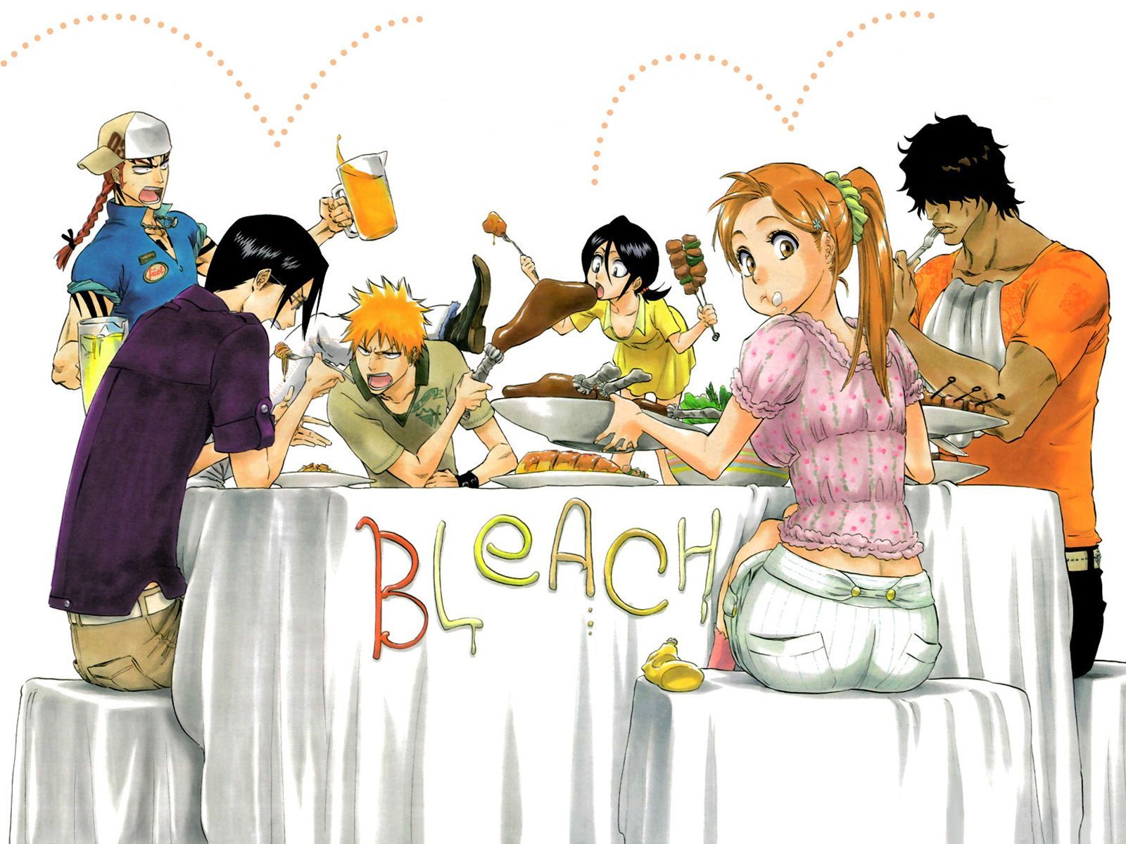 Ichigo and friends enjoying a nice meal.