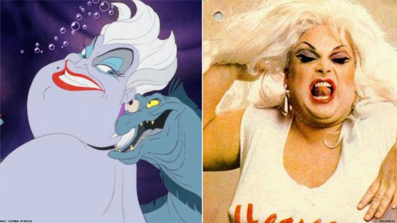 A comparison picture between Ursula from "The Little Mermaid" and Divine, the late drag queen. 