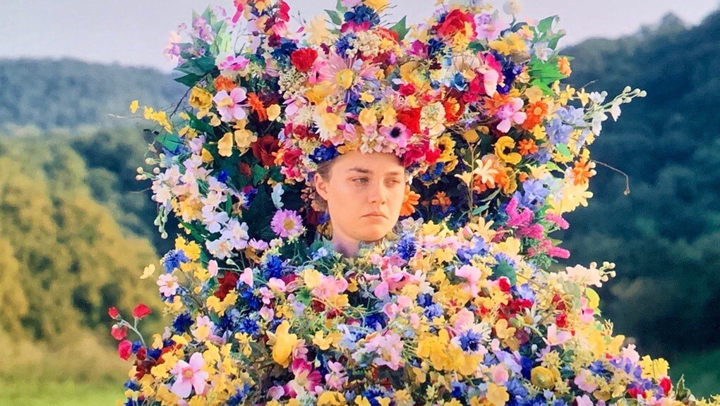 Dani sits upon the May Queen throne in 'Midsommar.'