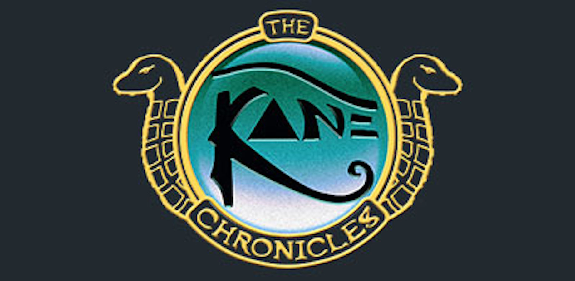 A golden circle flanked by two golden snakes. Inside the circle, the name "Kane" is written in Egyptian-style font on a blue and white background. 