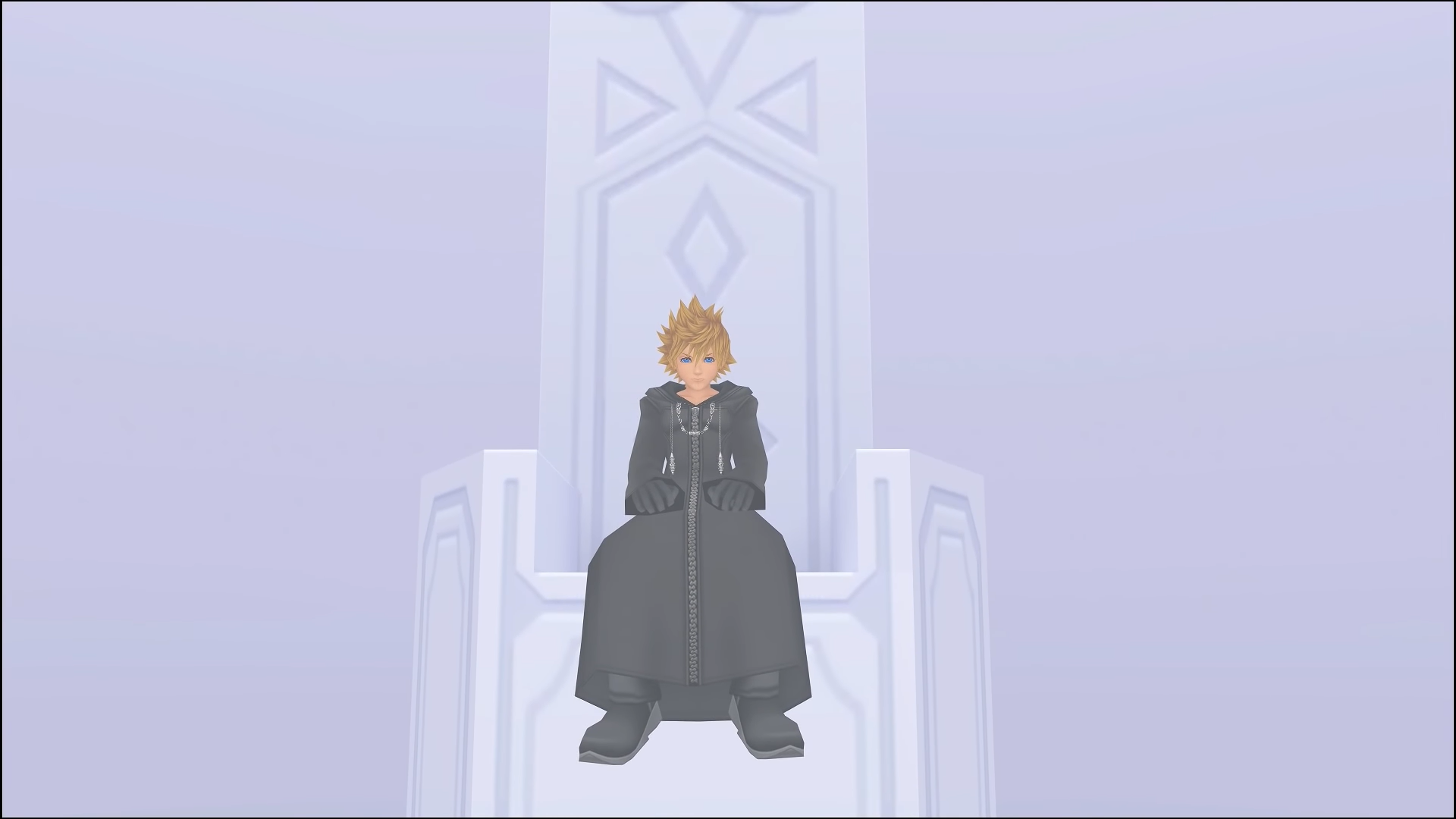 "kingdom Hearts II". 2007. Square Enix. Roxas sits as a member of the Organization in the meeting room.