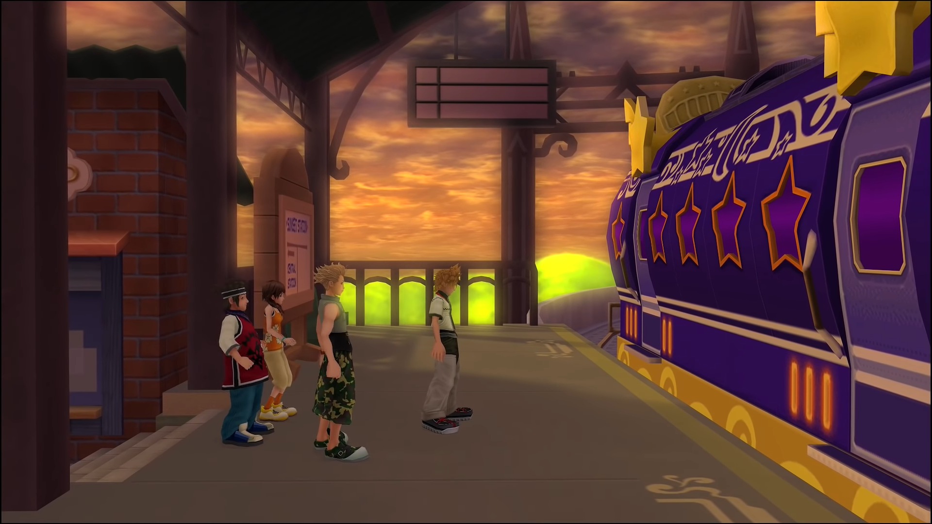 "kingdom Hearts II". 2007. Square Enix. Roxas and the group stand before the Ghost Train.