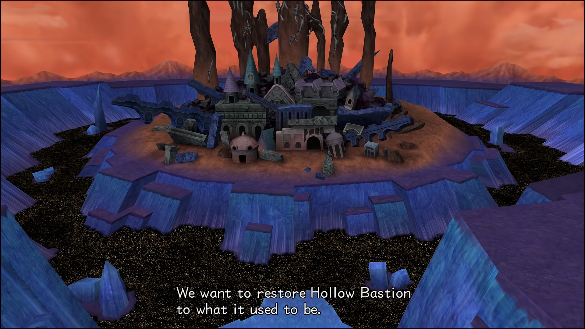 "Kingdom Hearts II". 2007. Square Enix. Disney. Heartless are surrounding Hollow Bastion castle.