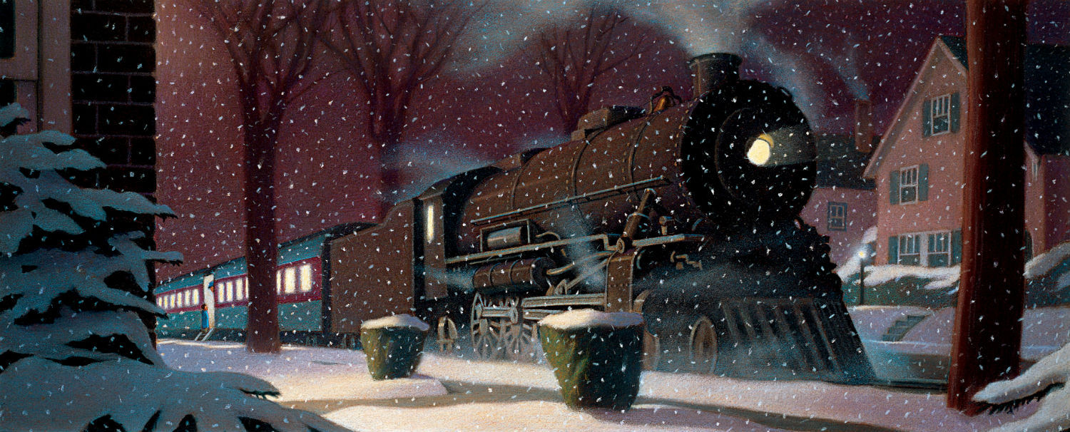 Van Allsburg, Chris. The Polar Express. Houghton Mifflin. 1985.
Illustration of The Polar Express train in the snow.