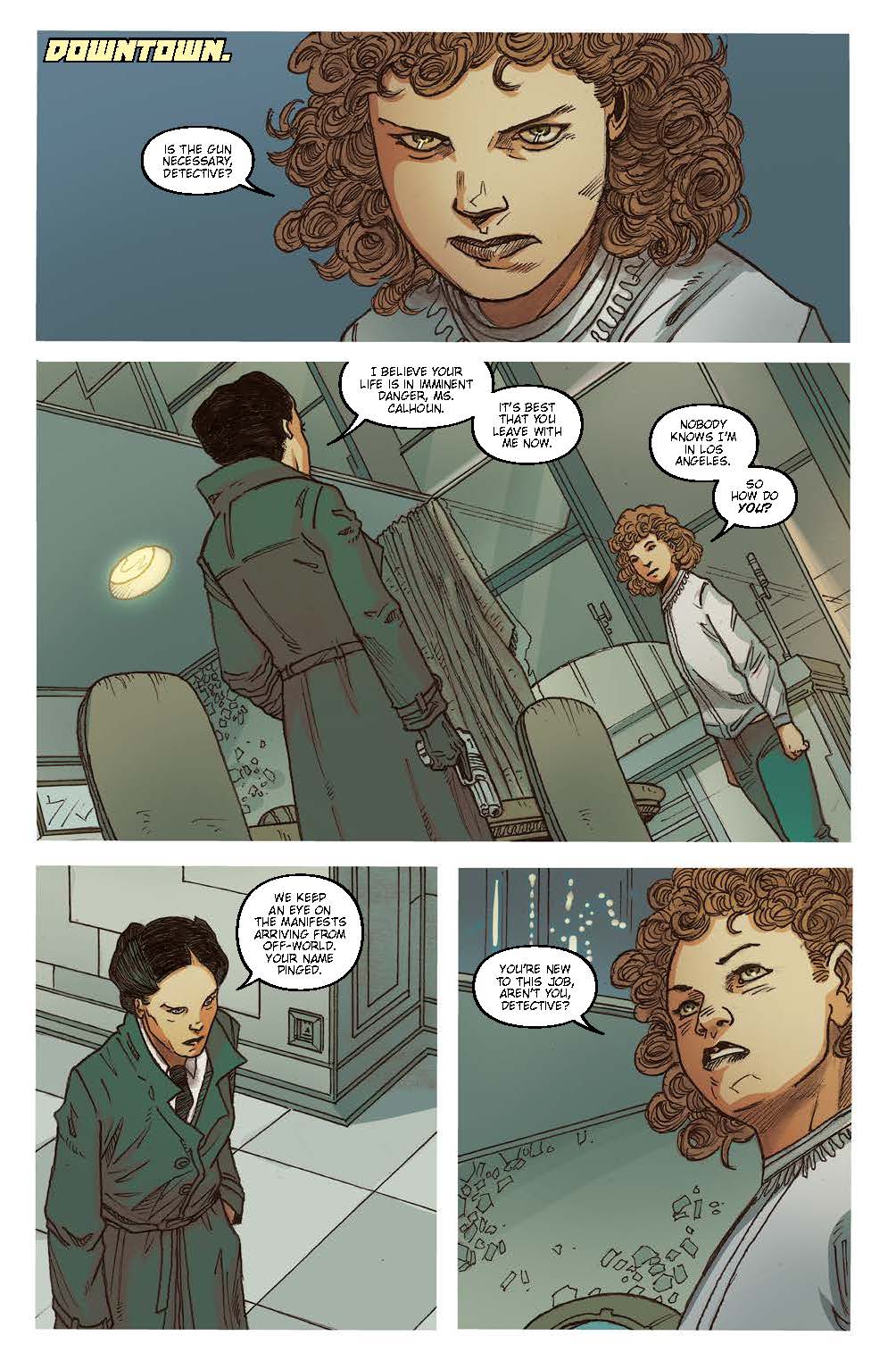 Luv confronts Cleo. Blade Runner 2039 #4. Titan Comics. 2023.