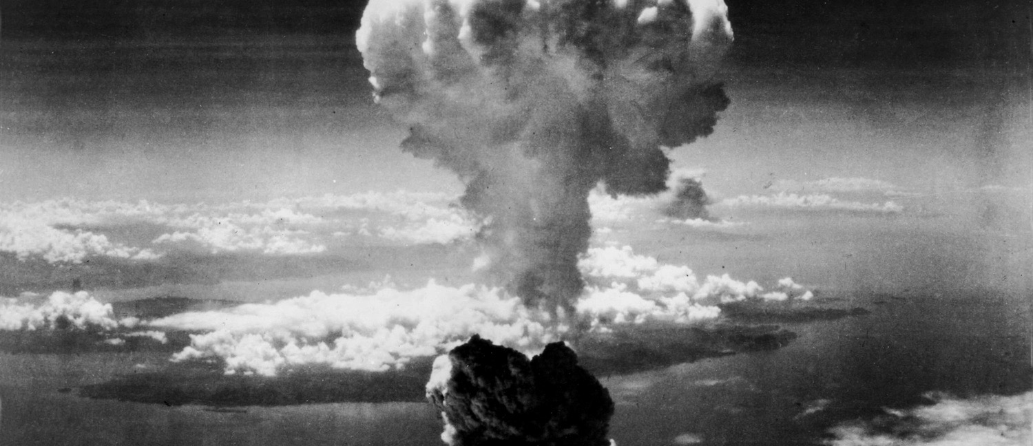 Mushroom cloud over Hiroshima from nuclear bombing.