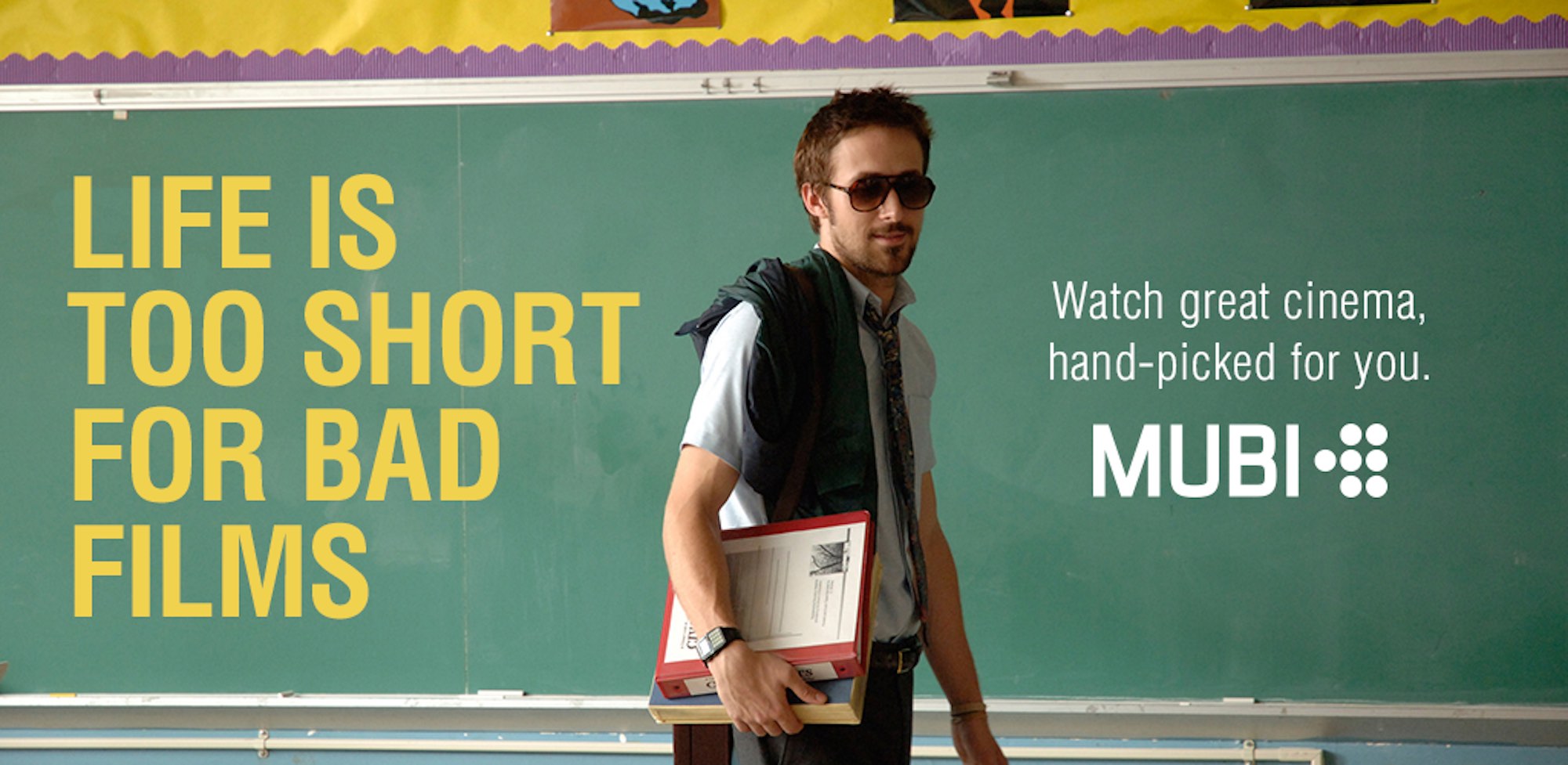 Ryan Gosling in a MUBI add.