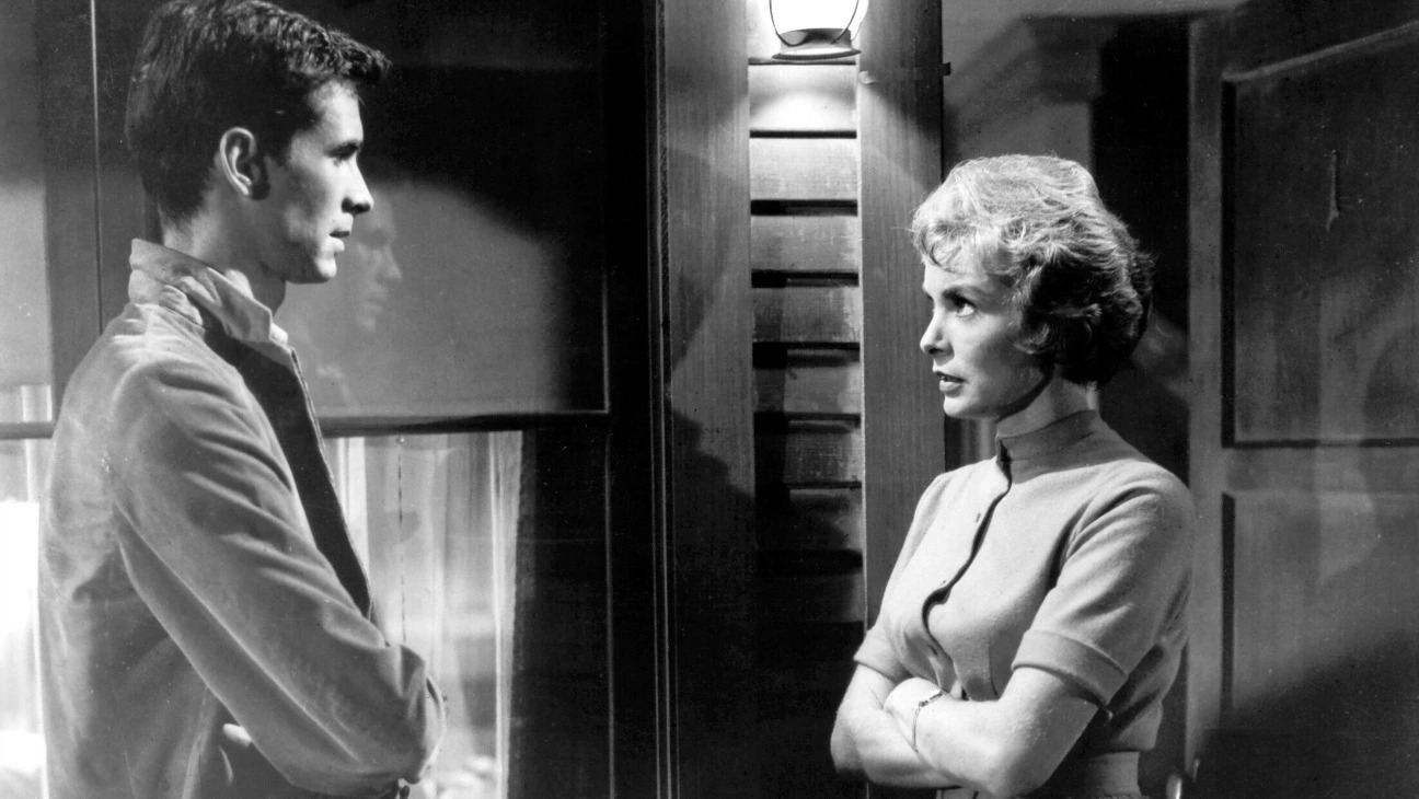 Anthony Perkins as Norman Bates and Janet Leigh as Marion Crane in "Psycho" (1960). 