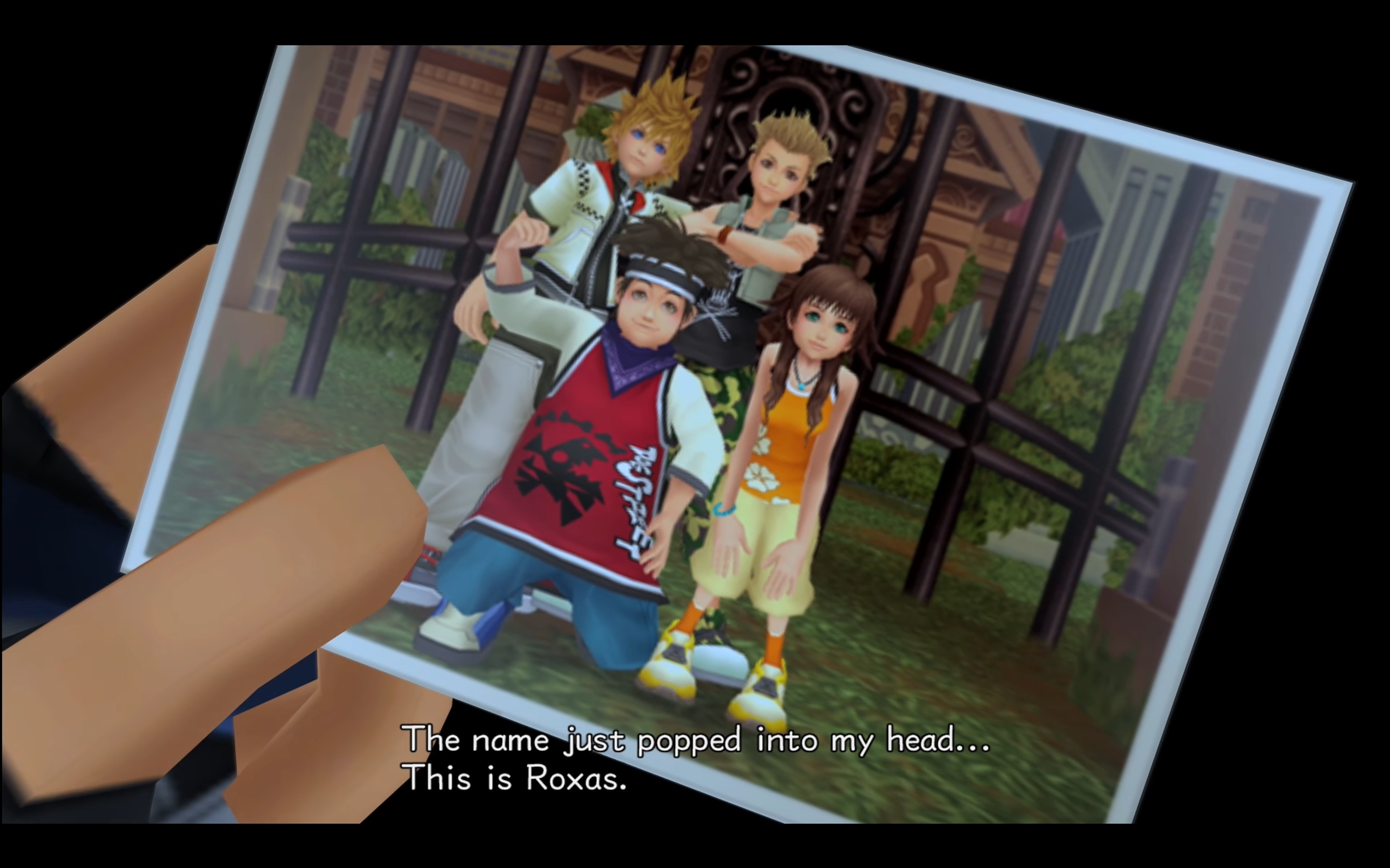 "Kingdom Hearts II." Square Enix. 2007.
Photo of Hayner, Pence, and Olette with Roxas.