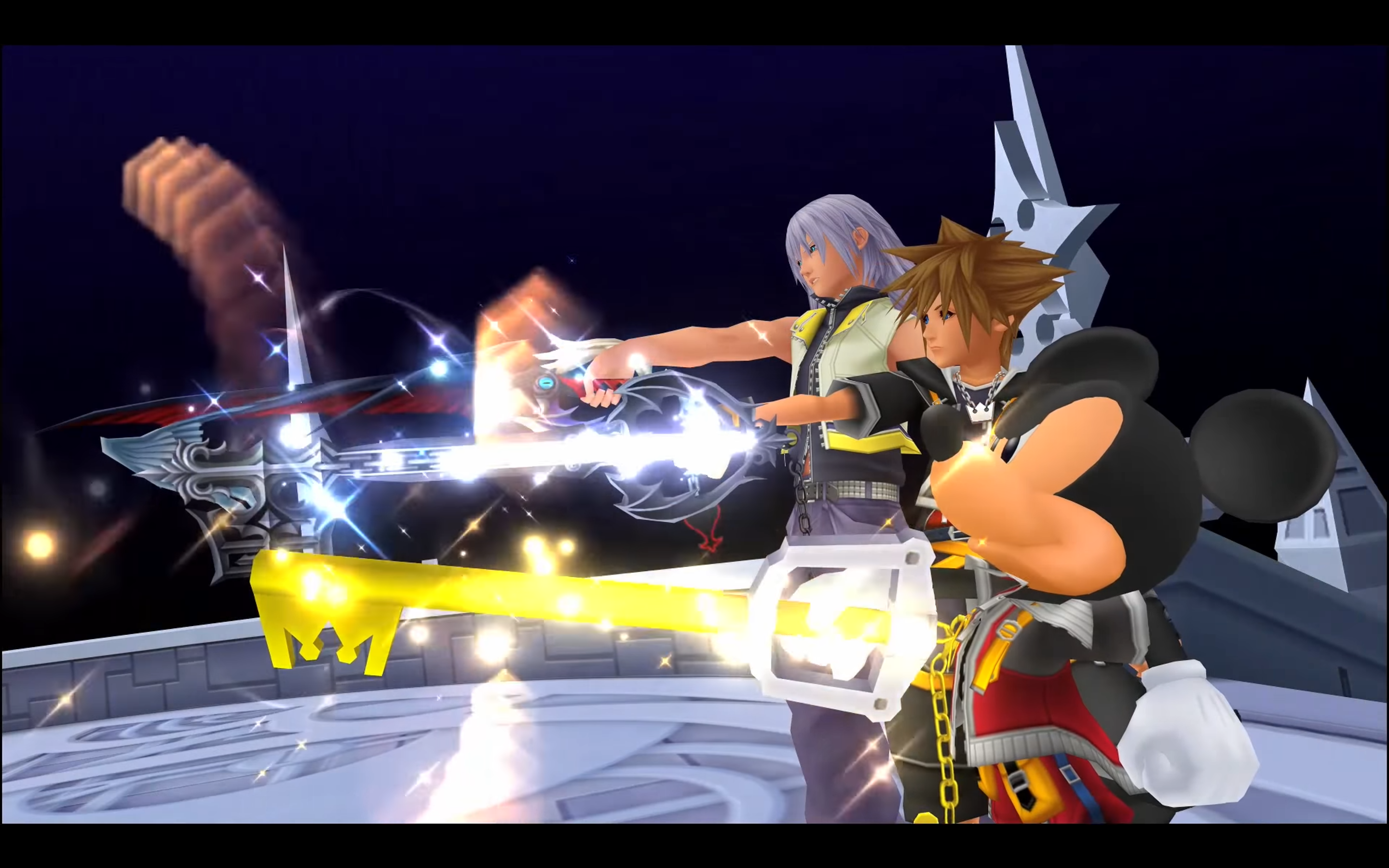 "Kingdom Hearts II." Square Enix. 2007.
Sora, Riku, and King Mickey face Xemnas.