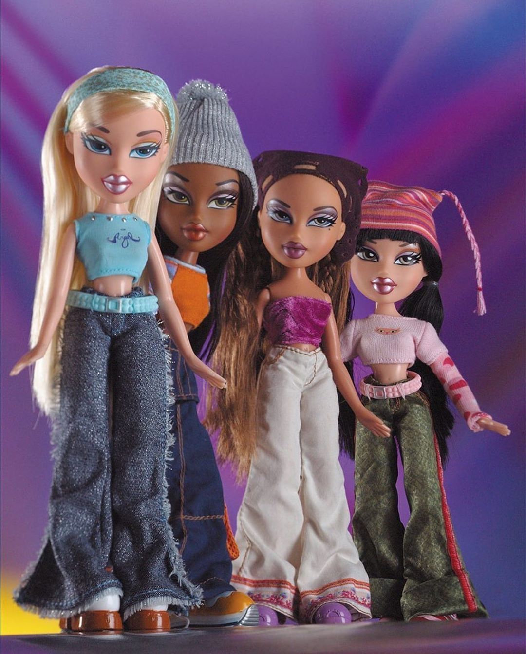 Four original Bratz dolls: Cloe, Sasha, Yasmin, and Jade