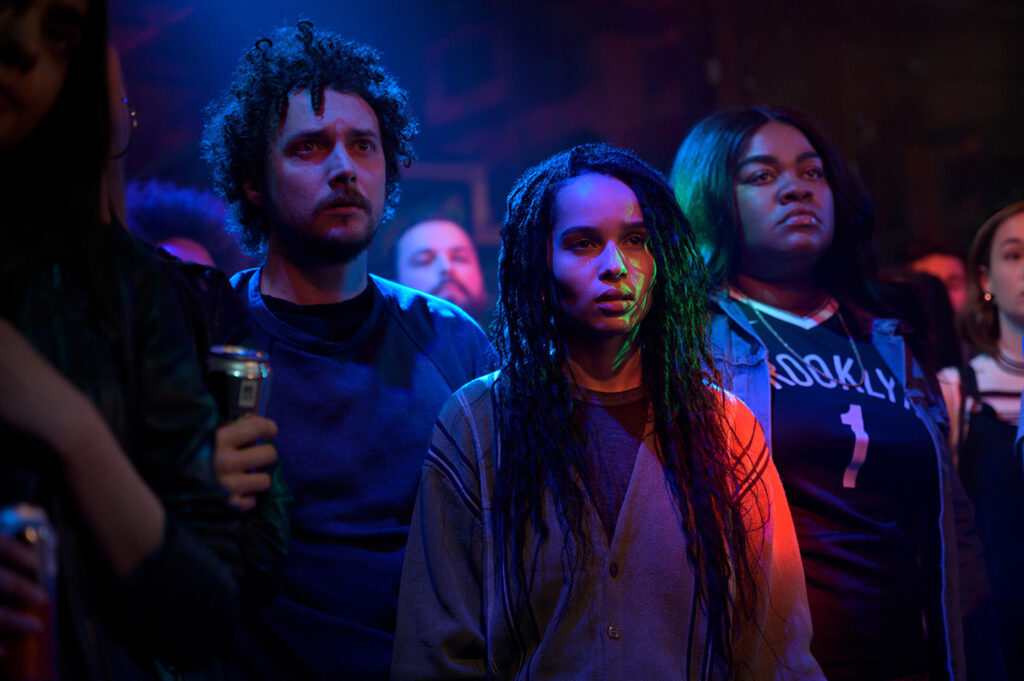 Rob (Zoe Kravitz), Simon, and Cherise at a concert. High Fidelity. 2020. Hulu.