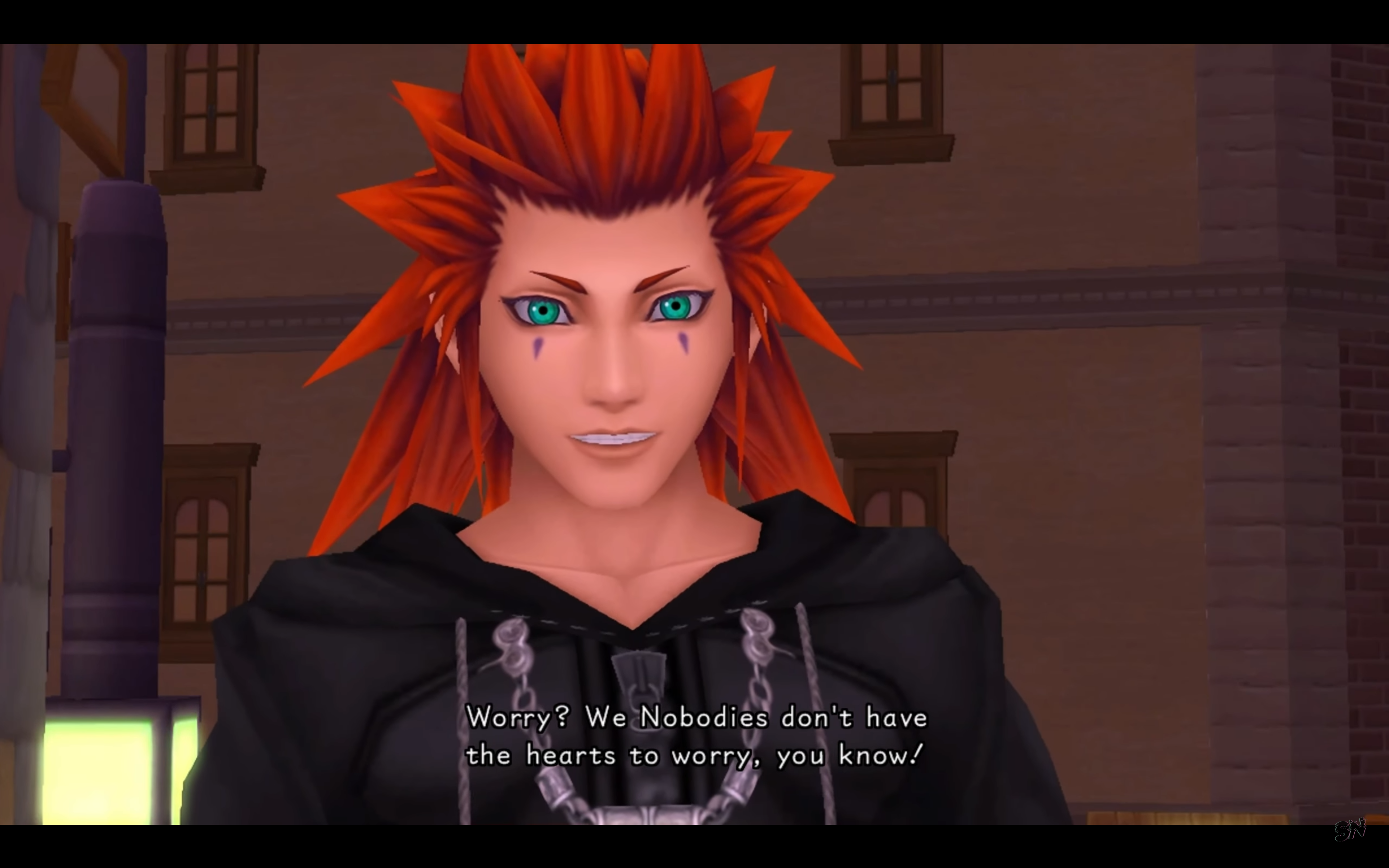"Kingdom Hearts: 358/2 Days". 2009. Square Enix.
Axel making light of his disappearance.