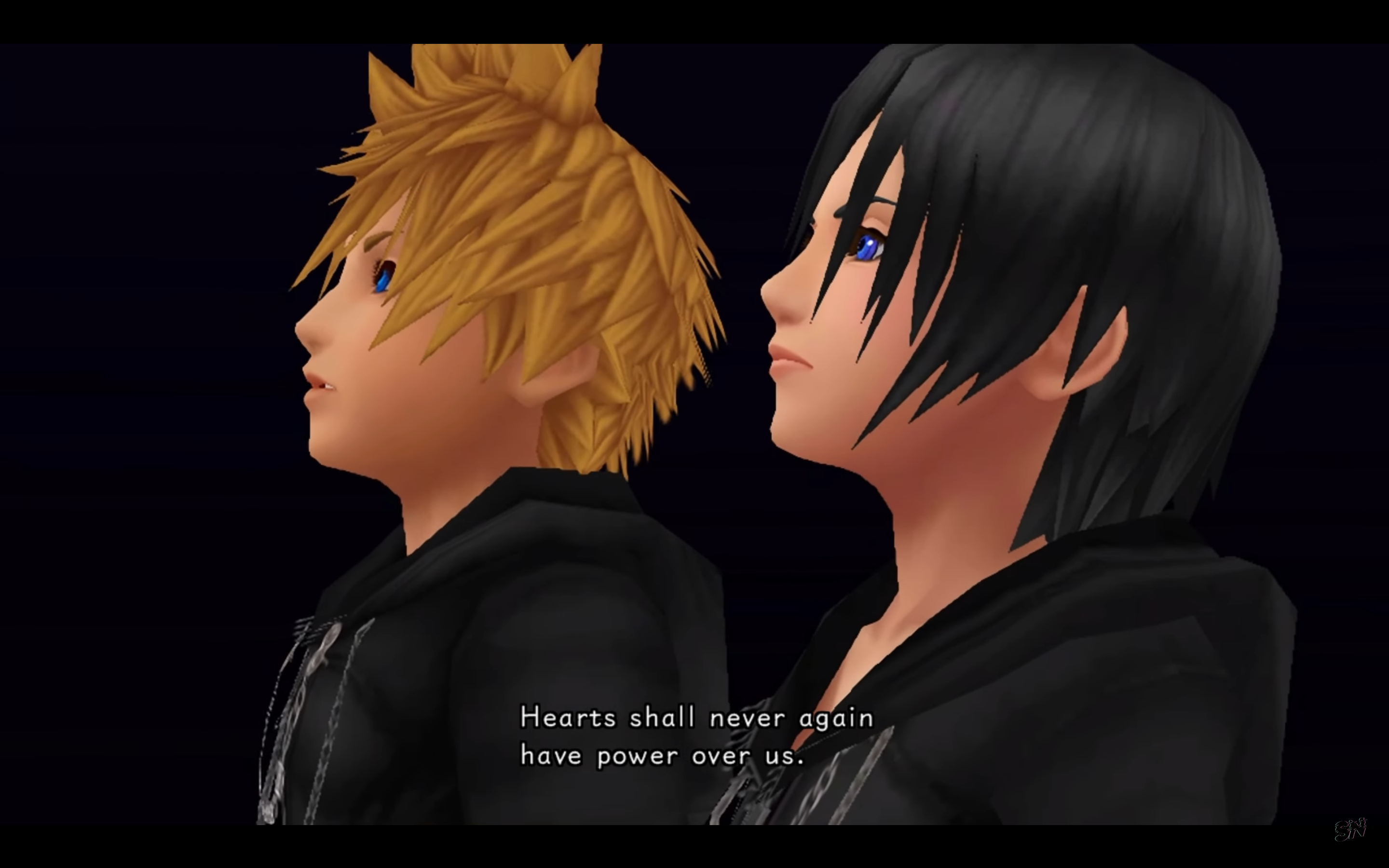 "Kingdom Hearts: 358/2 Days". 2009. Square Enix.
Roxas and Xion look up at Kingdom Hearts.