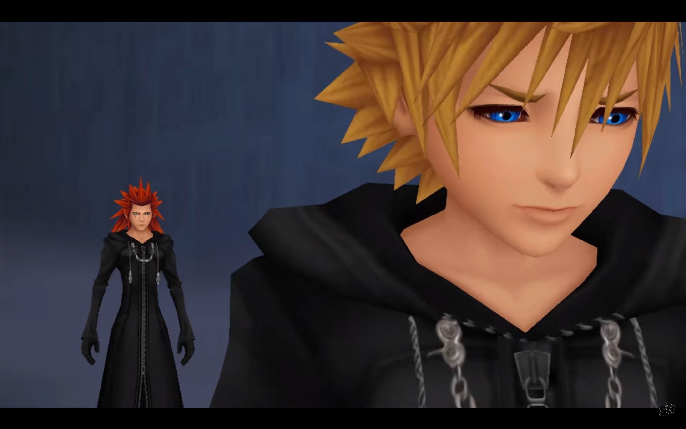 "Kingdom Hearts: 358/2 Days". 2009. Square Enix.
Roxas walks away from Axel.