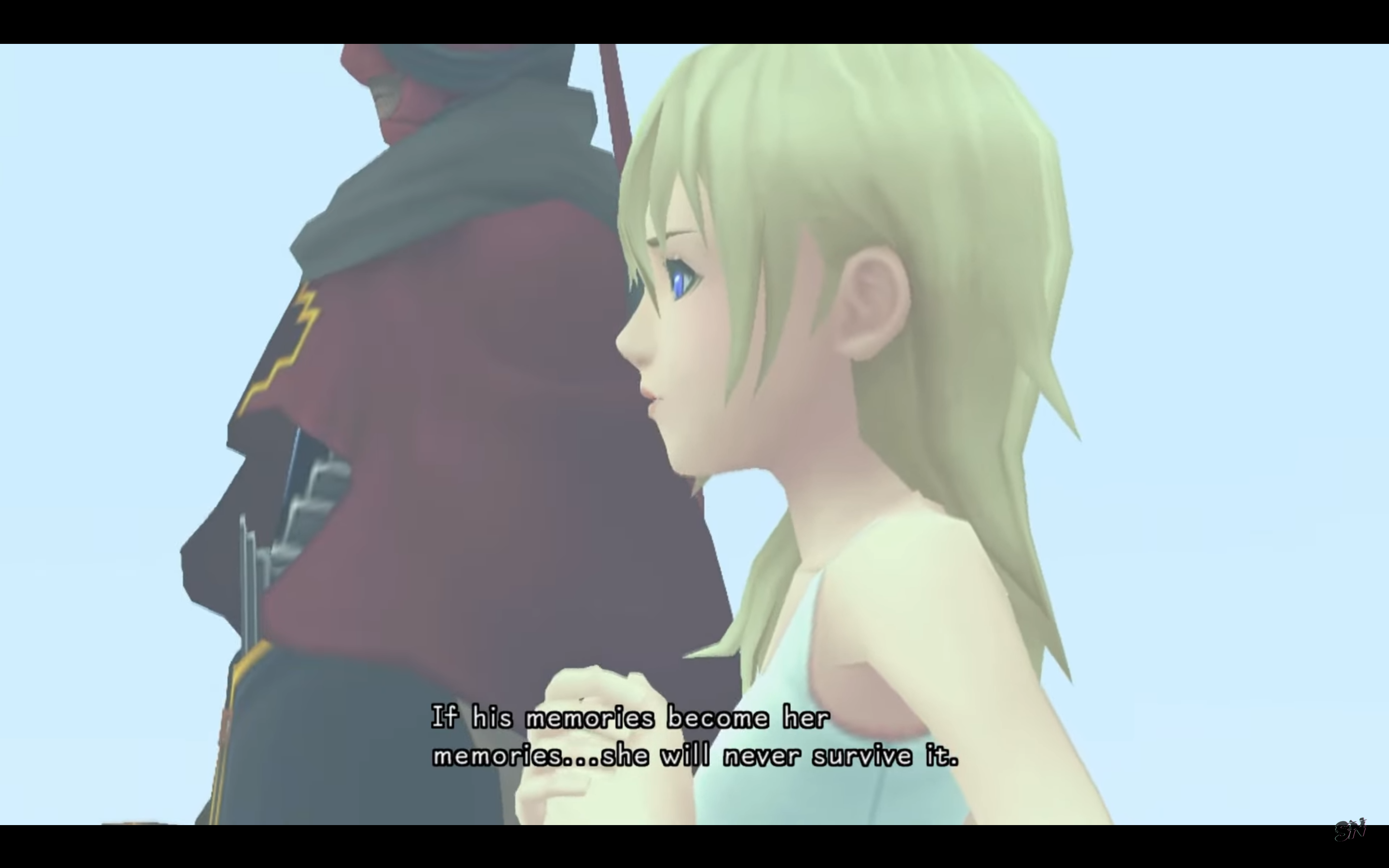 "Kingdom Hearts: 358/2 Days". 2009. Square Enix.
Naminé and DiZ discussing Sora's memories.