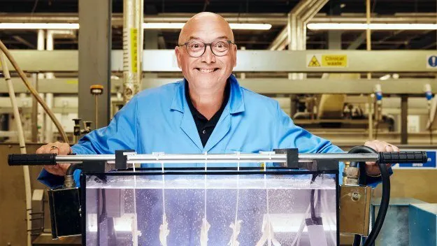 Gregg Wallace in factory; The British Miracle Meat (2023). The British Miracle Meat. 2023. Channel 4