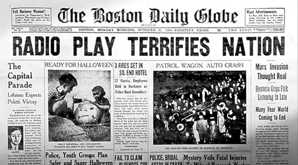 The Mockumentary: Newspaper headline of War of the Worlds (1938).