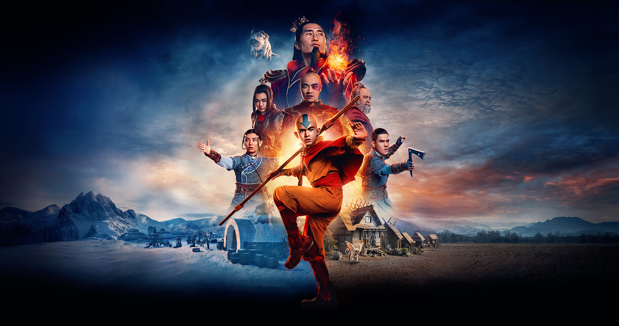 Avatar: The Last Airbender. 2024-present. Netflix.
Promotional poster of the main cast for the live-action Avatar: The Last Airbender
