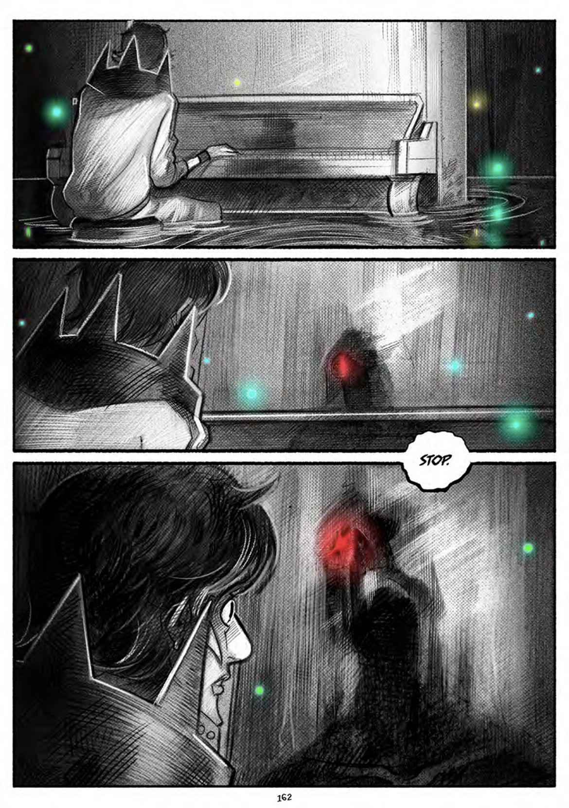 A dark shadow follows the protagonist.