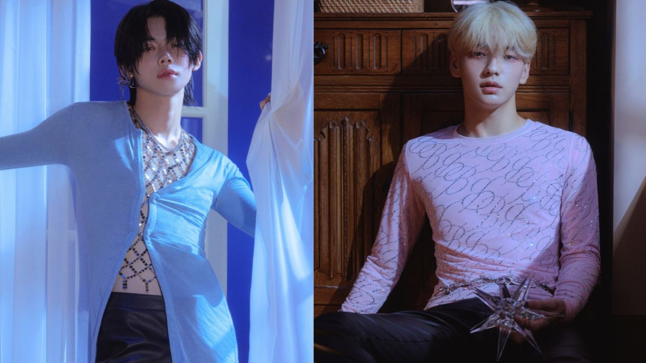 Tomorrow by Together's Yeonjun and Soobin posing for a photoshoot.