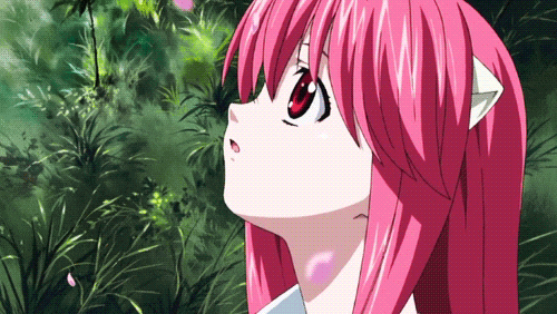 Anime girl close up, falling flower petals