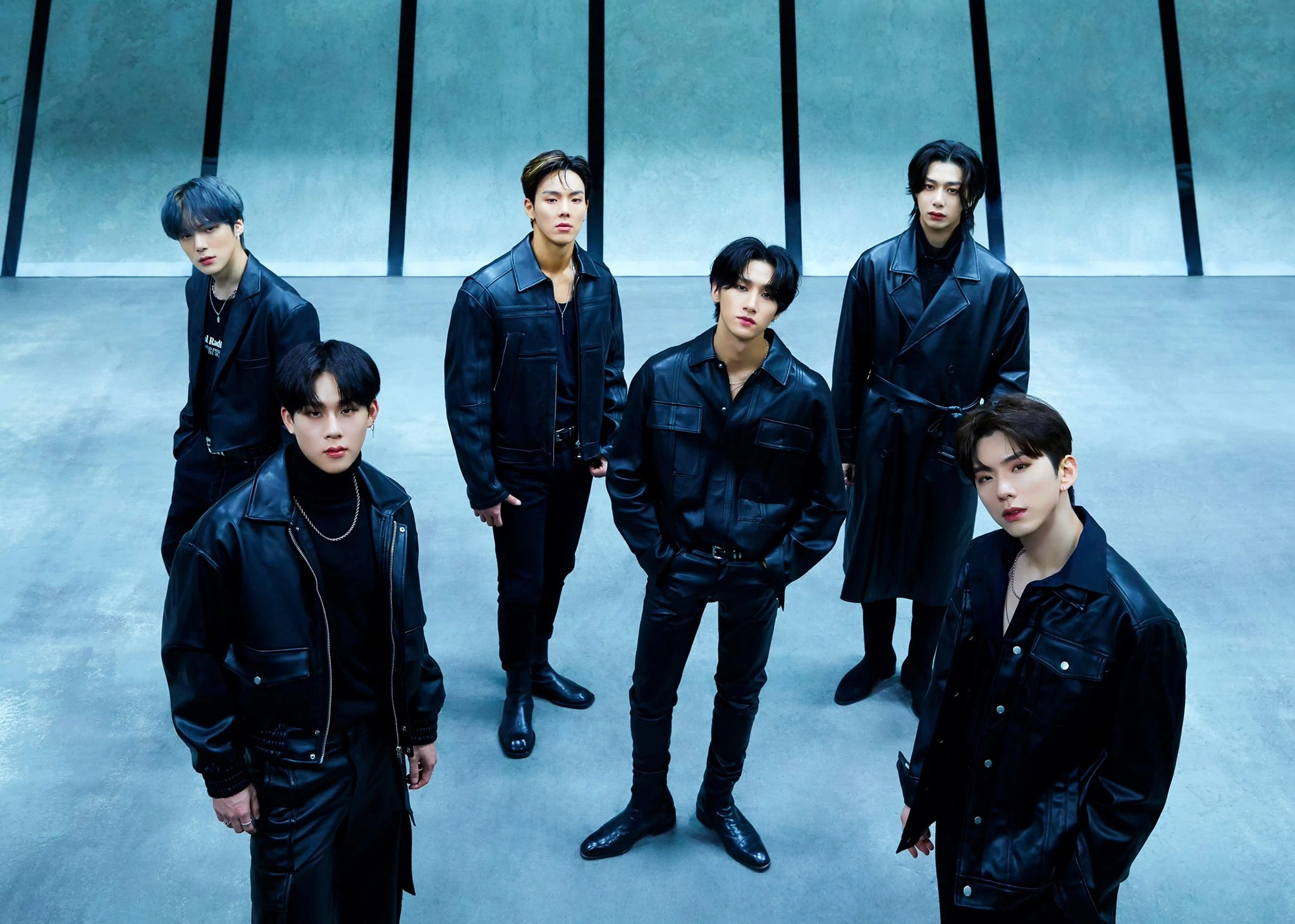 Monsta X members pose for their Japanese single, "Wanted".