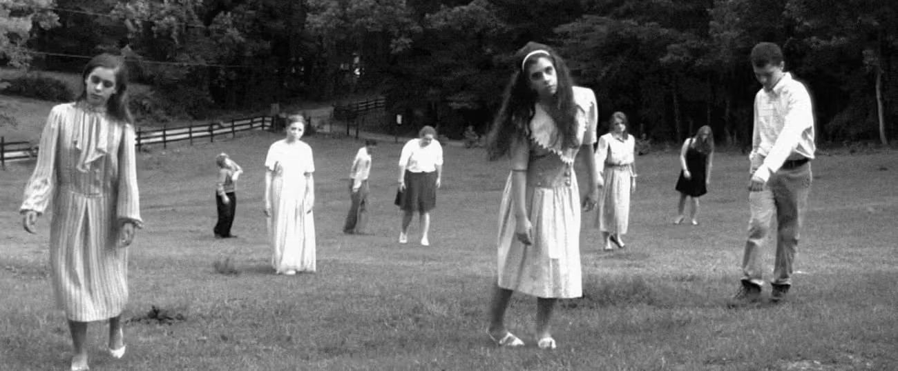 Zombies from George Romero's 1968 film Night of the Living Dead. 