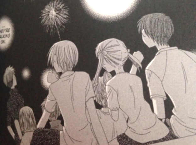 Tohru and the Zodiac enjoying fireworks. Fruits Basket. Natsuki Takaya. Yen Press, 1998-2006.