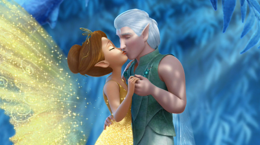 Queen Clarion and Lord Milori kiss. 