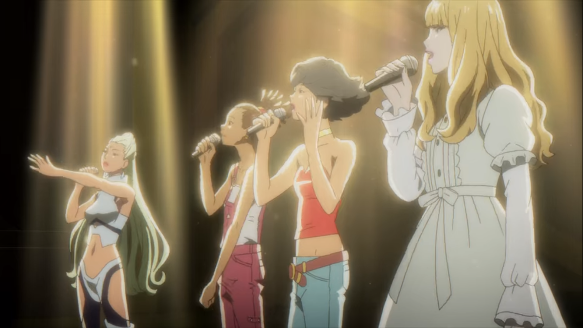 Crystal, Carole, Angela, and Tuesday from Carole & tuesday perform on Christmas.