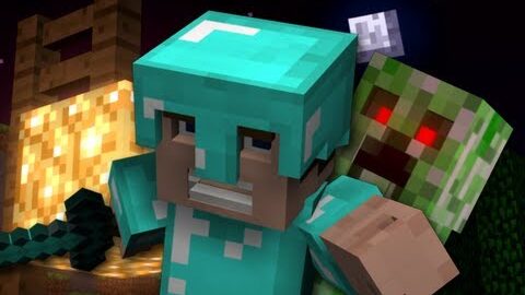 The thumbnail forCaptainSparklez’s parody, Revenge. "Revenge" - A Minecraft Parody of Usher's DJ Got Us Fallin' In Love (Music Video). YouTube, uploaded by CaptainSparklez. 19 Aug. 2011.