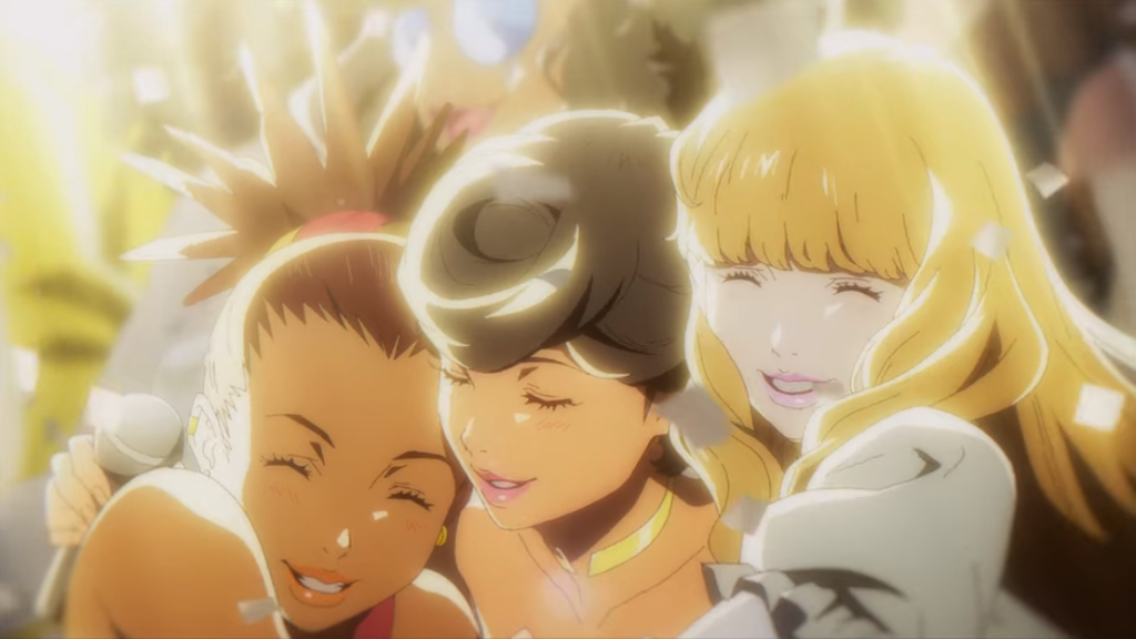 Carole, Angelica, and Tuesday hug after performing.