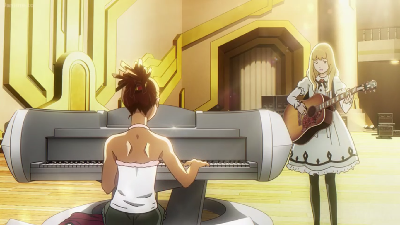 Carole and Tuesday sing together in a church. 