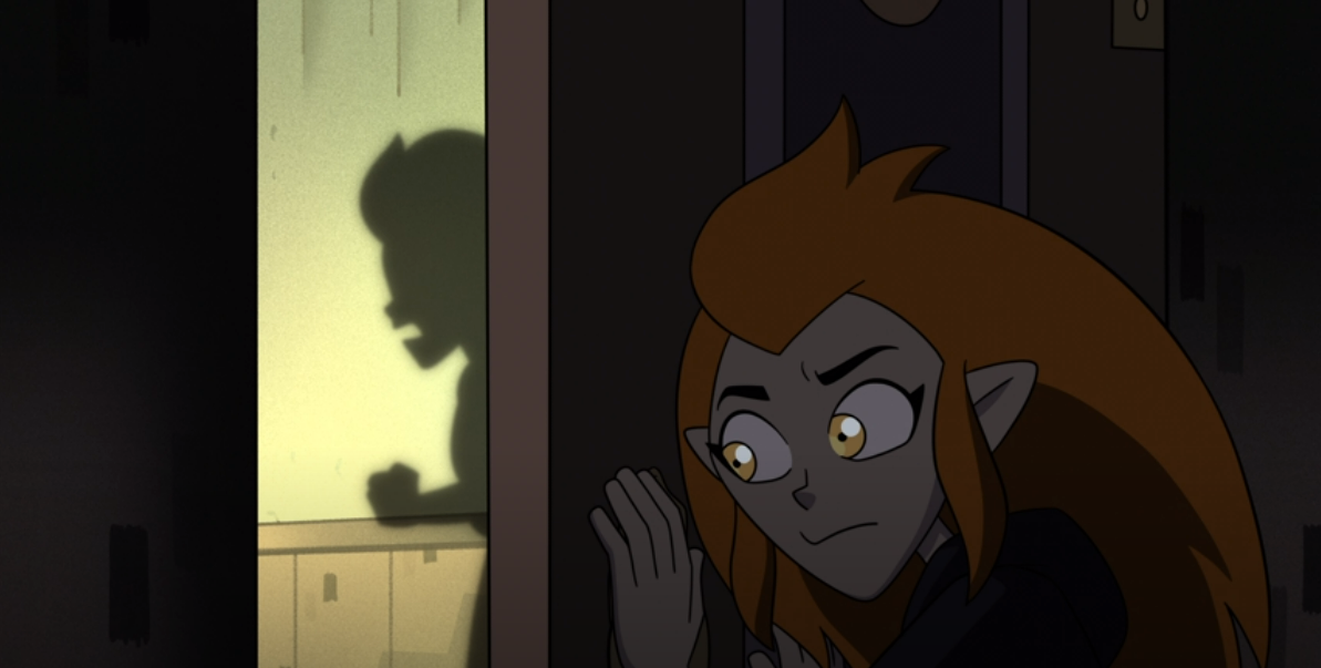 Eda listening in on her mother's conversation with a healer