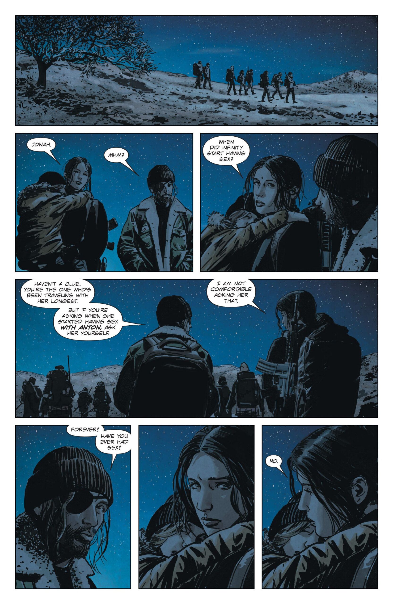 Forever and Jonah have an awkward chat in Lazarus: Fallen #4