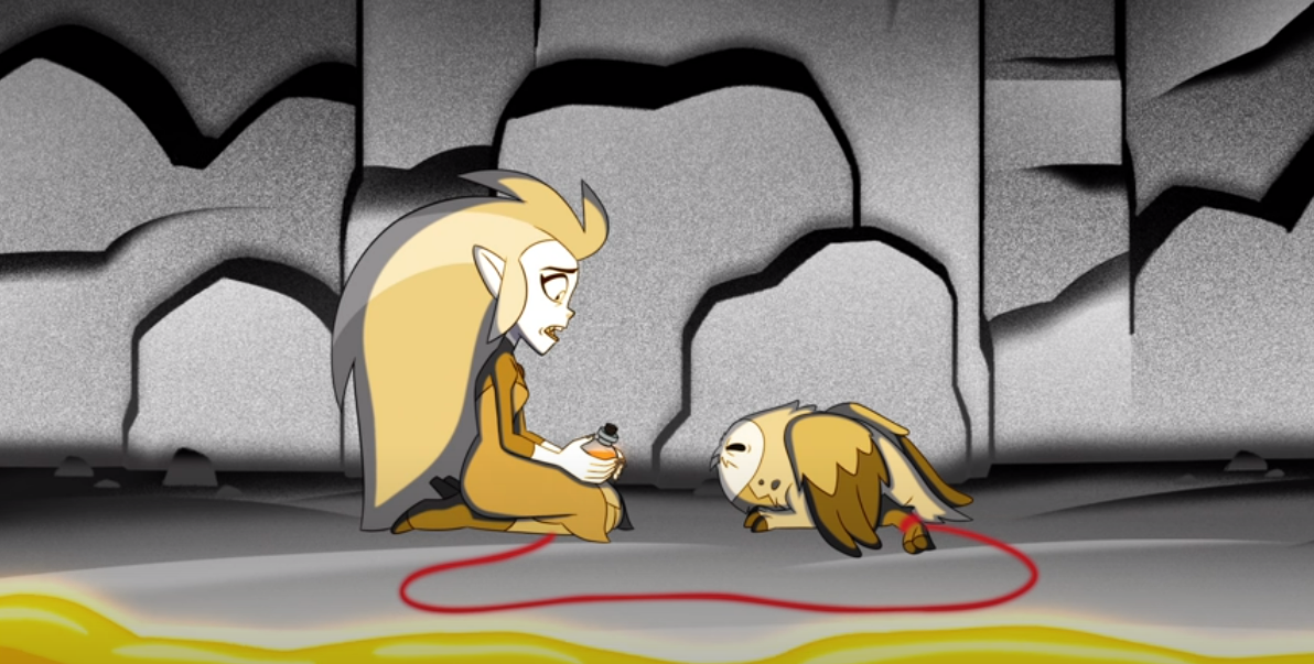 Eda facing the Owlbeast in her mindscape