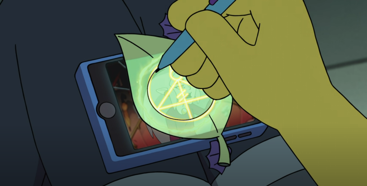 Luz performing a spell by tracing a glyph