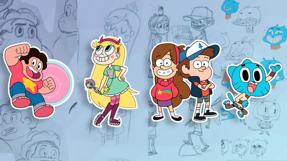 Characters from Steven Universe, Star vs. The Forces of Evil, Gravity Falls, and The Amazing World of Gumball. Bursley, Joe. “What is 'CalArts' style?” Ball State Daily. September 5, 2018.