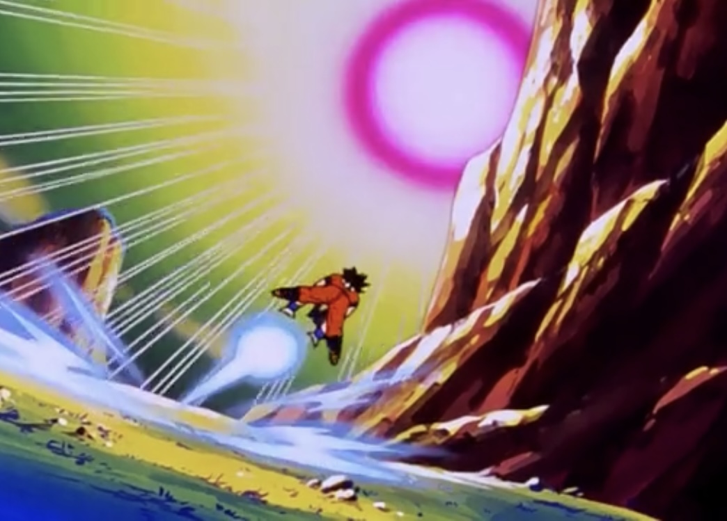 Goku engages in combat.