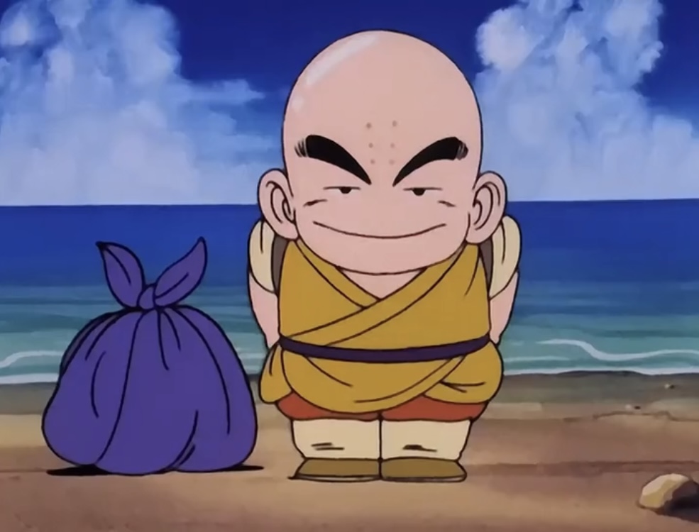 Krillin, one of Goku's best friends. 