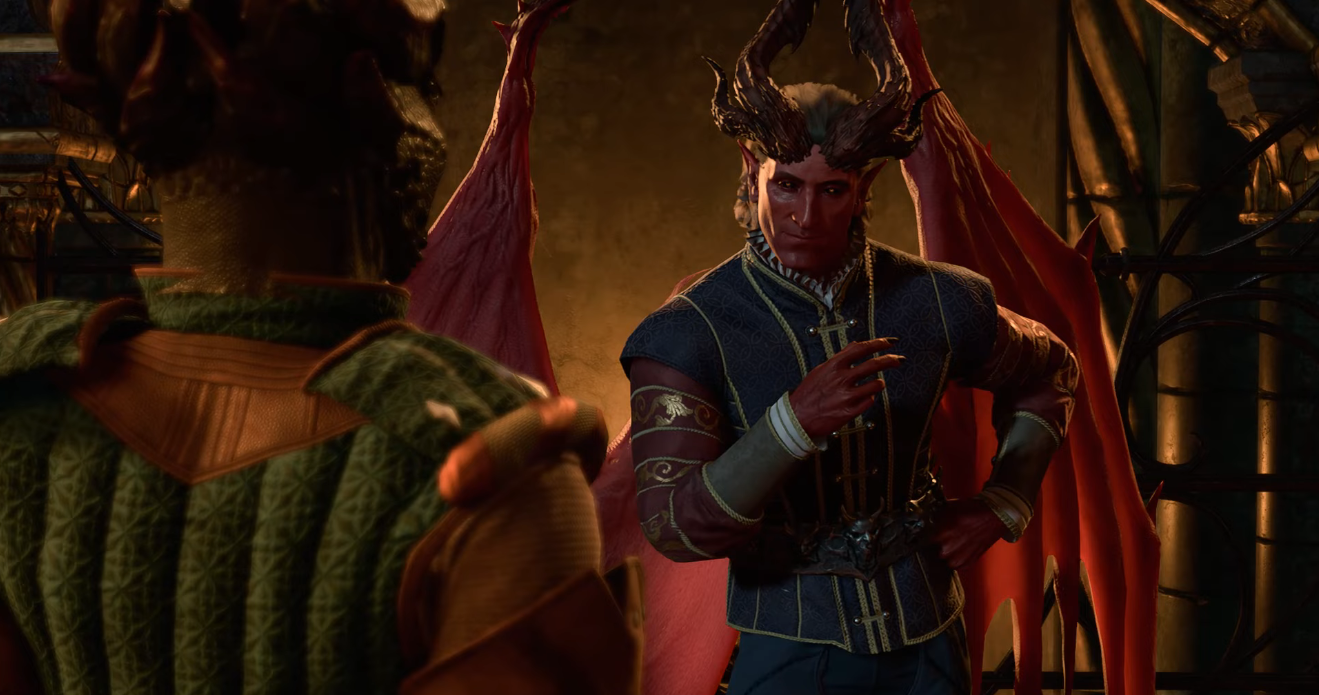 A devil with horns and wings stands ready to offer a deal.