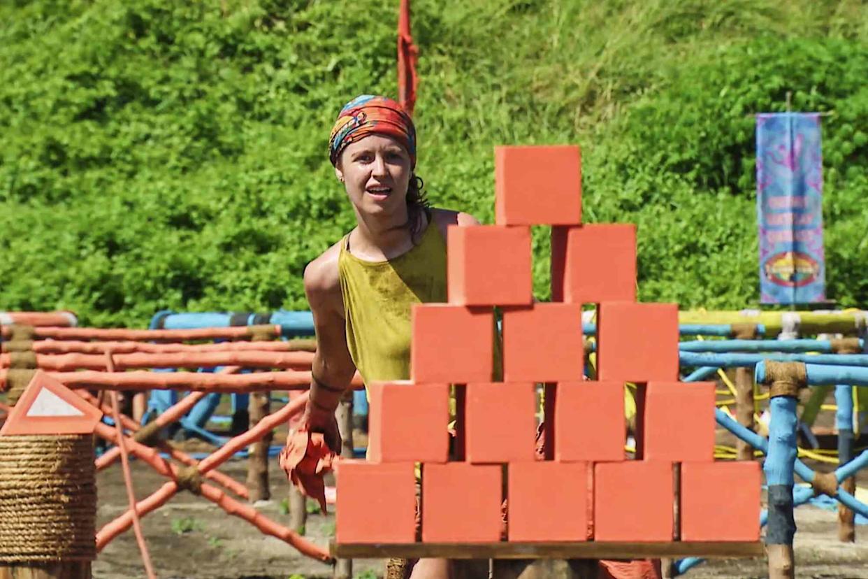 Emily Flippen partaking in a challenge on her first season of 'Survivor.'