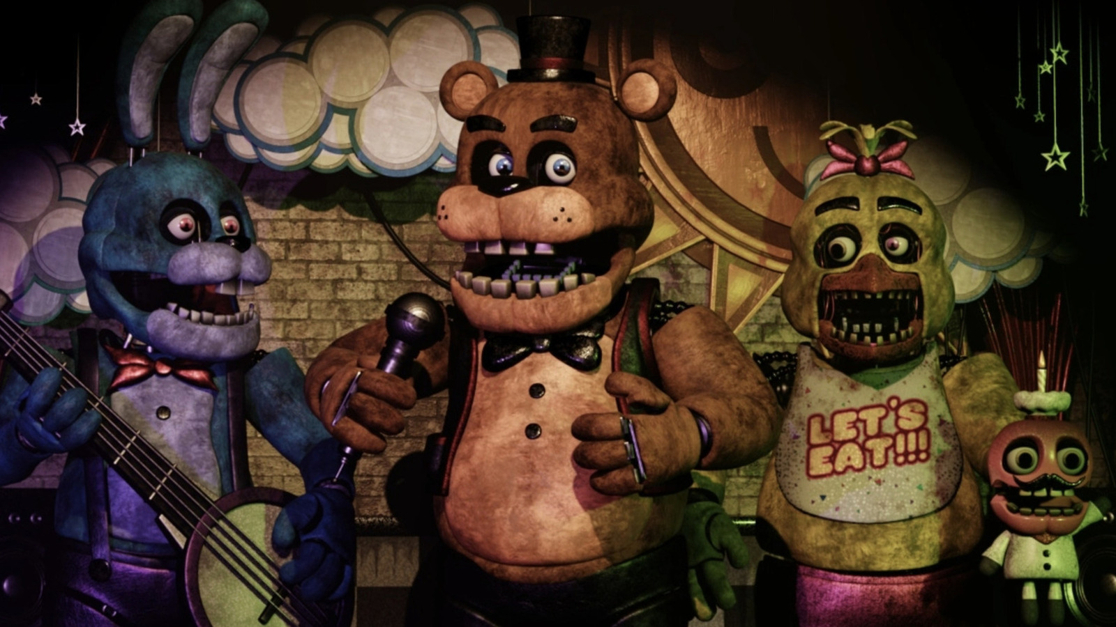 Promotional image of the original designs for “FNAF” animatronics. 