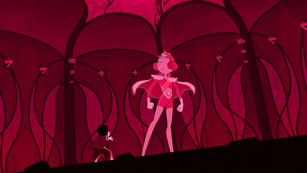 The two Pearls, learning about their shared trauma, embrace despite how different their experiences were, and fuse over the shared bond into Mega Pearl. Bae, Ki-Yong, Choi, Eun-Ok. 2020. “Volleyball.” Episode 4, Season 1 of Steven Universe Future. Cartoon Network.