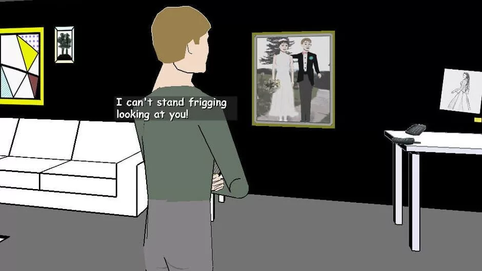 Trip angrily lashes out that he “can’t even look” at Grace. Their wedding photo hangs in front of him.