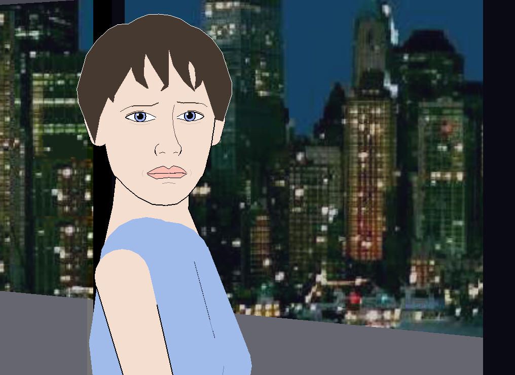 Grace, the main female character, stares blankly at the player.